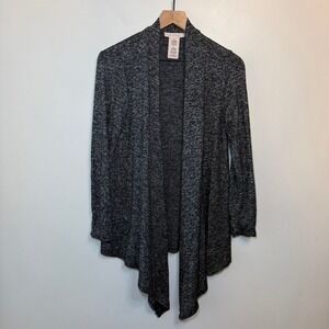 Philosophy Black Heather Knit Waterfall Cardigan Sweater Women's Size Small